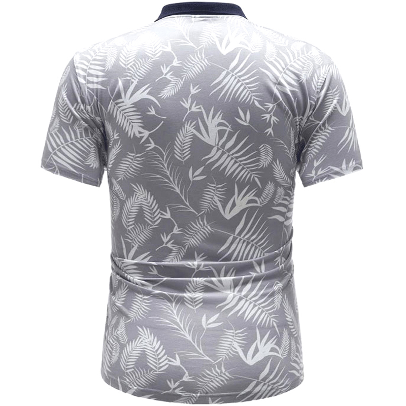 Contrast Collar Floral Print Polo Shirts